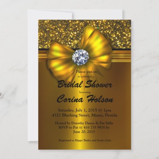 Invitations de Fête de la mariée d'arc d'or de (Devant)