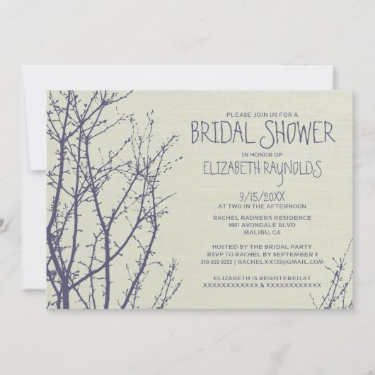 Invitations de Fête de la mariée de branches (Devant)