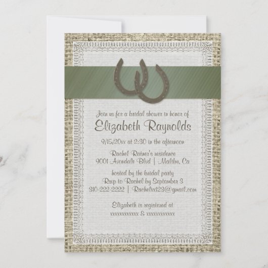 Invitations de Fête de la mariée de fers à cheval (Devant)