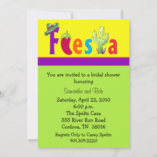 Invitations de Fête de la mariée de fiesta (Devant)
