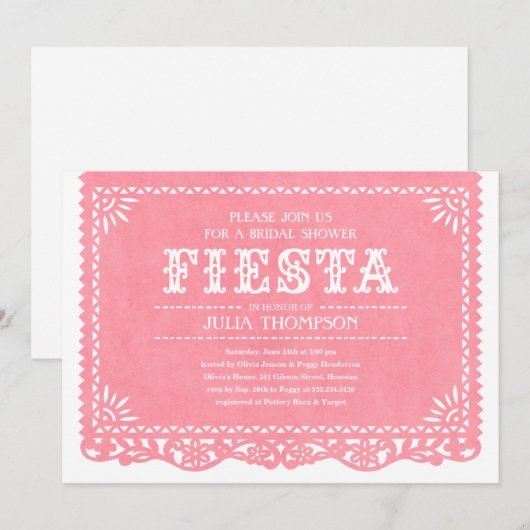 Invitations de Fête de la mariée de fiesta (Devant / Derrière)