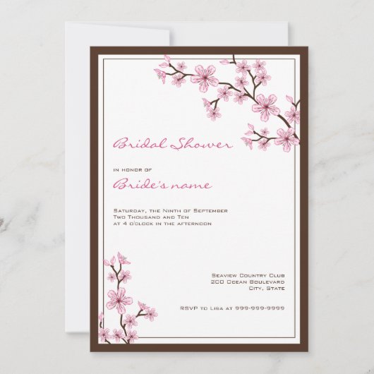 Invitations de Fête de la mariée de fleurs de (Devant)
