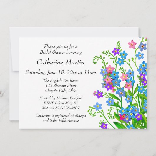 Invitations de Fête de la mariée de jardin de (Dos)