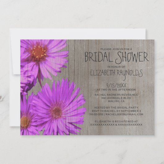 Invitations de Fête de la mariée de l'aster de (Devant)