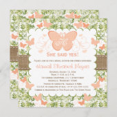 Invitations de Fête de la mariée de papillon de (Devant / Derrière)