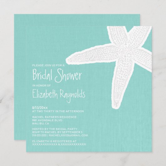 Invitations de Fête de la mariée de plage (Devant / Derrière)