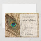 Invitations de Fête de la mariée de plume de paon (Devant / Derrière)