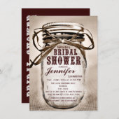 Invitations de Fête de la mariée de pot de maçon (Devant / Derrière)