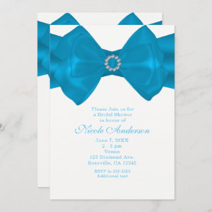 Invitations de Fête de la mariée de ruban bleu et