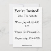 Invitations de fête de l'Humour (Dos)
