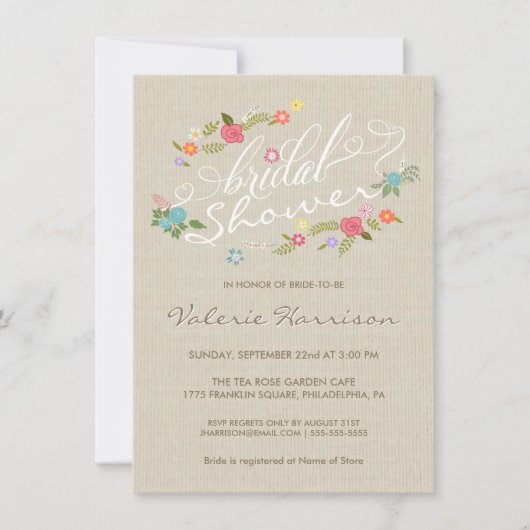 Invitations de Fête de l'mariée de de fleurs de l (Devant)