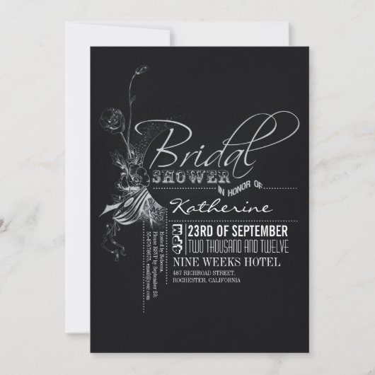 Invitations de Fête de l'mariée de tableau de bord (Devant)