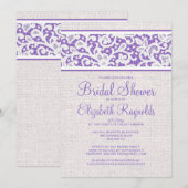Invitations de Fête de l'mariée de toile de Burlap (Devant / Derrière)