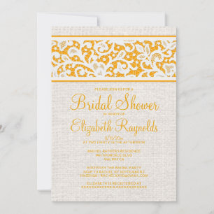Invitations de Fête de l'mariée de toile de Burlap
