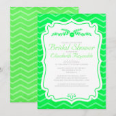 Invitations de Fête de l'mariée Lime Green Chevron (Devant / Derrière)