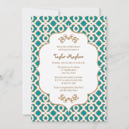 Invitations de Fête de l'mariée marocain Turquoise (Devant)