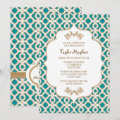 Invitations de Fête de l'mariée marocain Turquoise (Devant / Derrière)