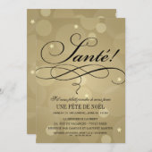 Invitations de Fête de Noël| Champagne Vive Thème (Devant / Derrière)