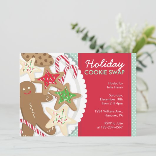 Invitations de fête de Noël Échange de cookies (Debout devant)