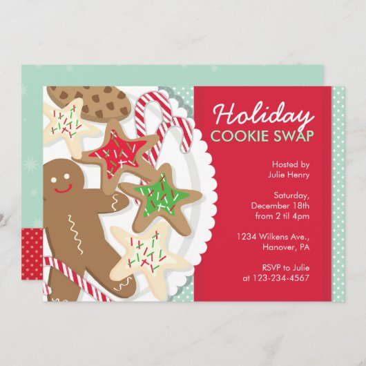 Invitations de fête de Noël Échange de cookies (Devant / Derrière)