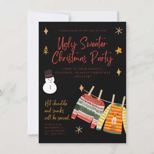 Invitations de fête de Noël moche (Devant)