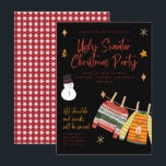 Invitations de fête de Noël moche<br><div class="desc">Fête de Noël moche Sweater Invitations Fête de Noël moche pulpe invitation avec deux très moches pull sur un tableau et bonhomme de neige. Vous pouvez facilement customiser ces invitations amusantes de fête de Noël en pull moche pour votre événement en ajoutant simplement vos détails et votre nom dans le...</div>