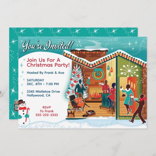 Invitations de fête de Noël moderne du milieu du s (Devant / Derrière)