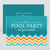 Invitations de fête de piscine Chevron moderne (Devant / Derrière)