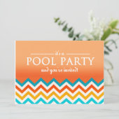 Invitations de fête de piscine Chevron moderne (Debout devant)