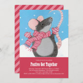 Invitations de fête de réunion de souris d'hiver (Devant / Derrière)