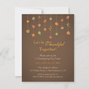 Invitations de fête de Thanksgiving moderne