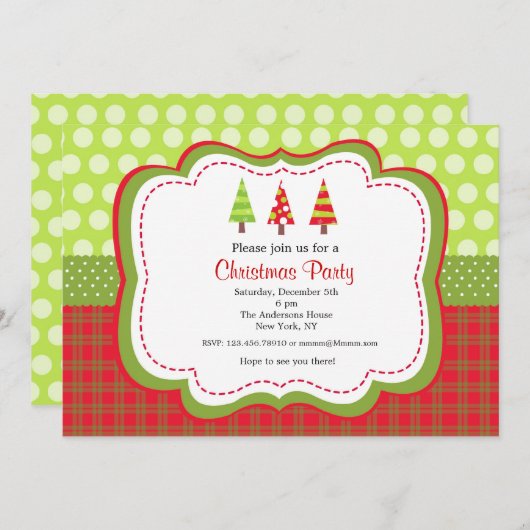 Invitations de fête de vacances de Noël (Devant / Derrière)