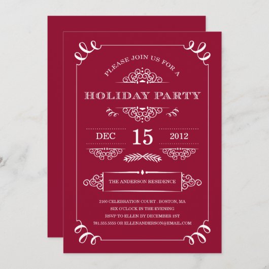 INVITATIONS DE FÊTE DE VACANCES DU CRU %PIPE% DE (Devant / Derrière)