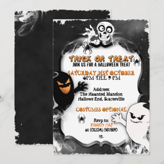 Invitations de fête des Fantômes d'Halloween (Devant / Derrière)