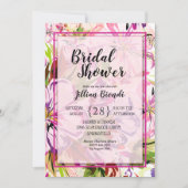 Invitations de Fête des mariées d'aquarelle rose (Devant)