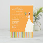 Invitations de Fête des mariées de bandes orange e (Debout devant)