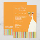 Invitations de Fête des mariées de bandes orange e (Devant / Derrière)