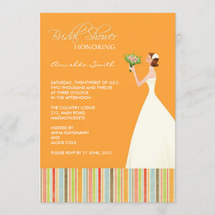 Invitations de Fête des mariées de bandes orange e