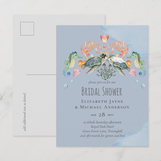 Invitations de Fête des mariées Mariage de tortue (Devant / Derrière)