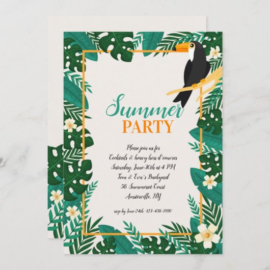 Invitations de fête d'été (Devant / Derrière)