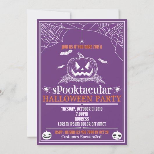 Invitations de fête d'Halloween (Devant)