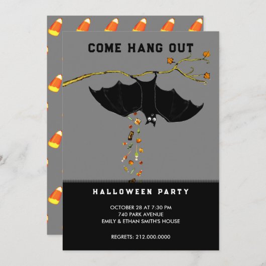 Invitations de fête d'Halloween (Devant / Derrière)