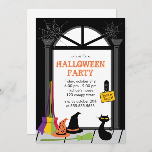 Invitations de fête d'Halloween (Devant / Derrière)