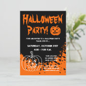 Invitations de fête d'Halloween avec citrouilles s (Debout devant)