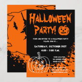 Invitations de fête d'Halloween avec citrouilles s (Devant / Derrière)