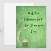 Invitations de fête d'Halloween Cauldron vert (Devant / Derrière)