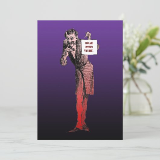 Invitations de fête d'Halloween diable (Debout devant)