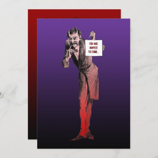 Invitations de fête d'Halloween diable (Devant / Derrière)