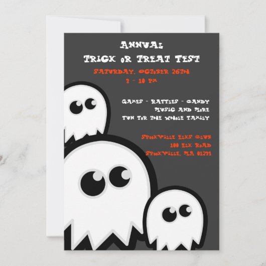 Invitations de fête d'Halloween Ghosts (Devant)