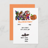 Invitations de fête d'Halloween pour enfants (Devant / Derrière)